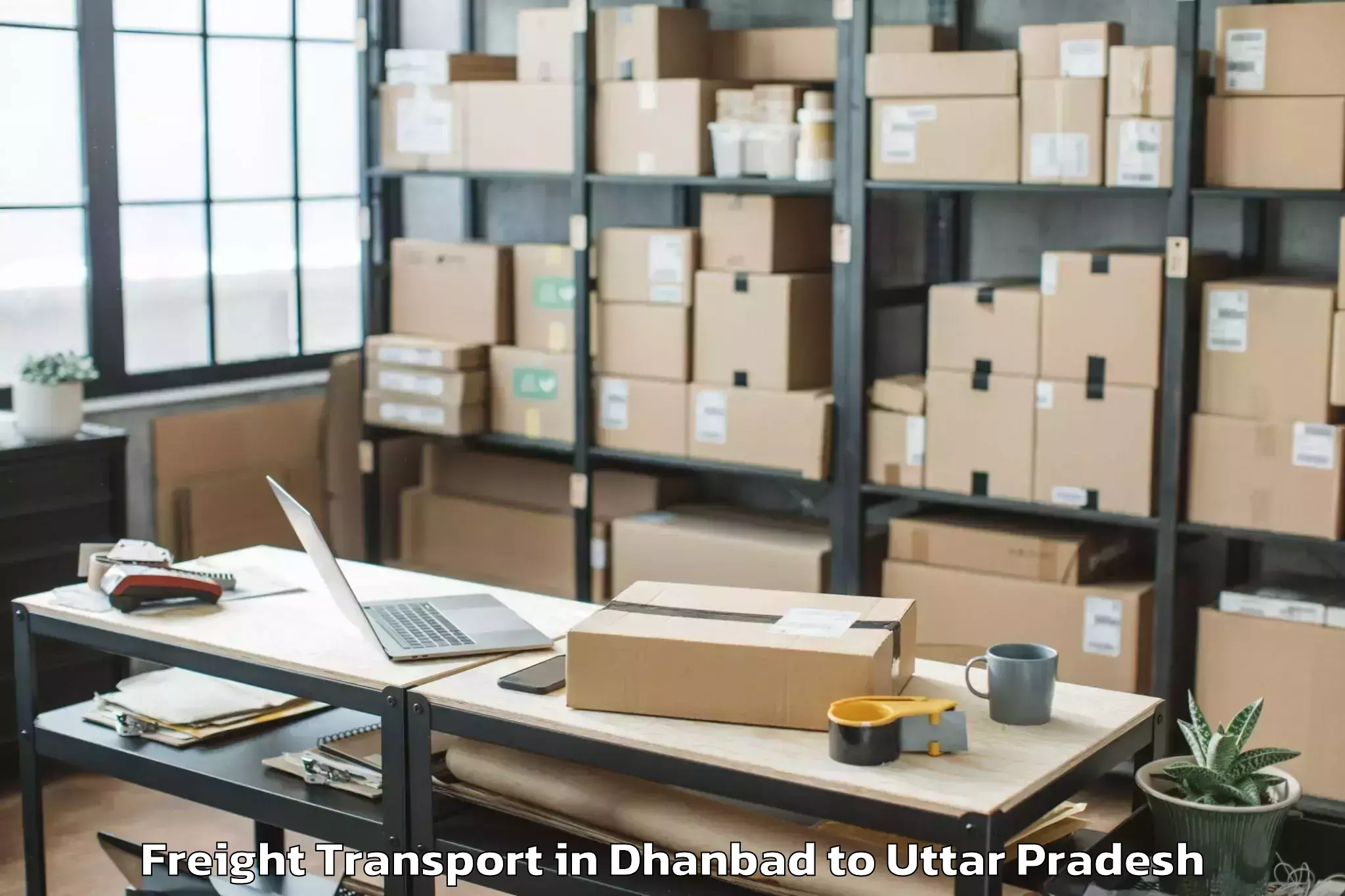 Book Dhanbad to Sikandra Rao Freight Transport